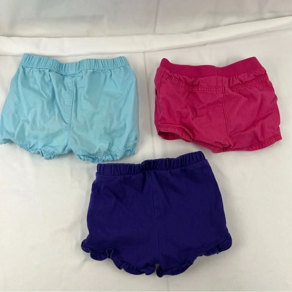 Children's Place - 2T - Girl's Shorts - 3 Pack - Pink, Purple, Light Blue